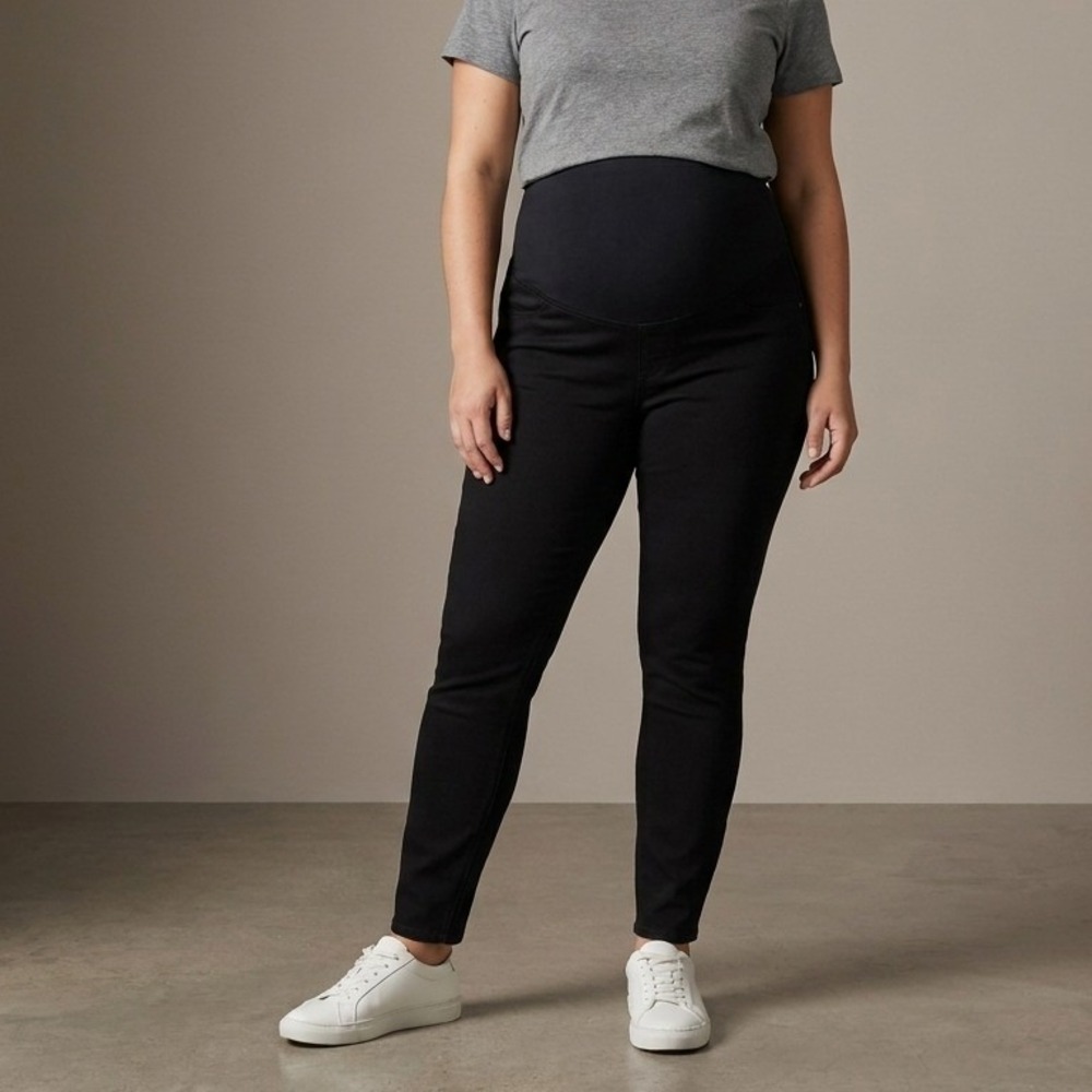 SPANX Women Mama Ankle Jean-ish Leggings XL Black Cotton Blend Maternity Chic